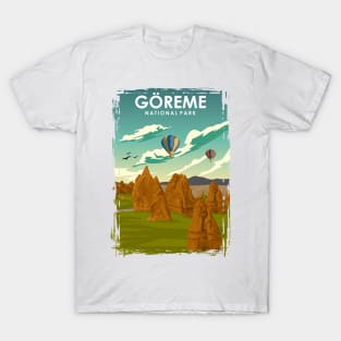 Goreme Minimal Retro National Park Travel Poster Turkey T-Shirt